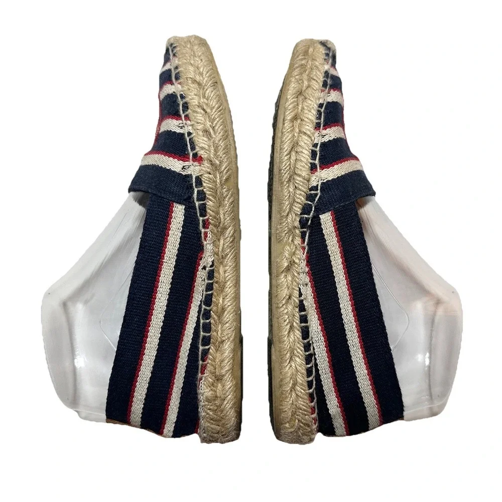 Tory Burch Womens SIZE 6 Striped Canvas Espadrilles Slip On Shoes Blue Red Beige